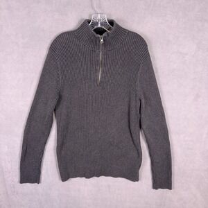 Y2K Converse‎ One Star Mens Ribbed Knit Sweater 1/4 Zip Black L Grunge Skate